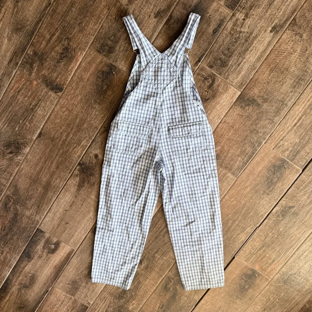 Old Navy Vintage Kids Cottagecore Plaid Bib Overalls,Blue White, 12